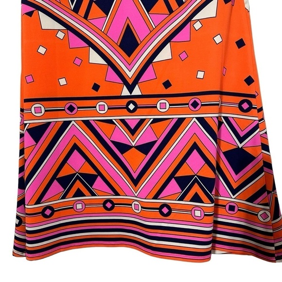 JB by Julie Brown Orange Pink Navy Retro Livie Pattern Shift Dress Sleeveless - Picture 5 of 10